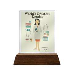 World's Greatest Dentist Colored Glass Plaque