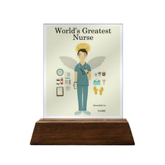 World's Greatest Nurse Colored Glass Plaque