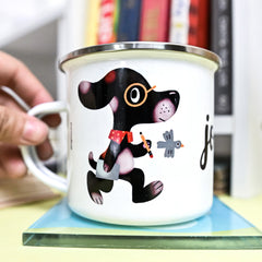 Personalized Pencil Cat and Dog Enamel Mug