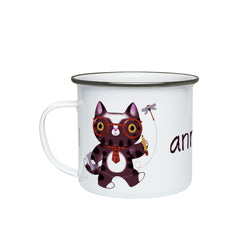 Personalized Pencil Cat and Dog Enamel Mug