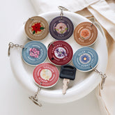 Birth Flower Round Keychain