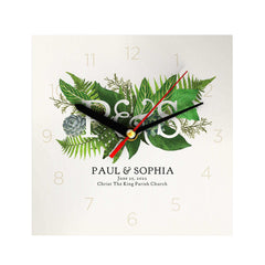 Botanical Couple Monogram Personalized Clock