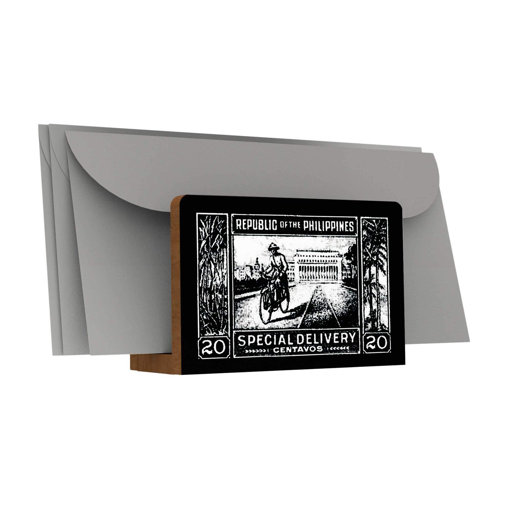 Vintage Philippine Stamps Letter Holder: Special Delivery