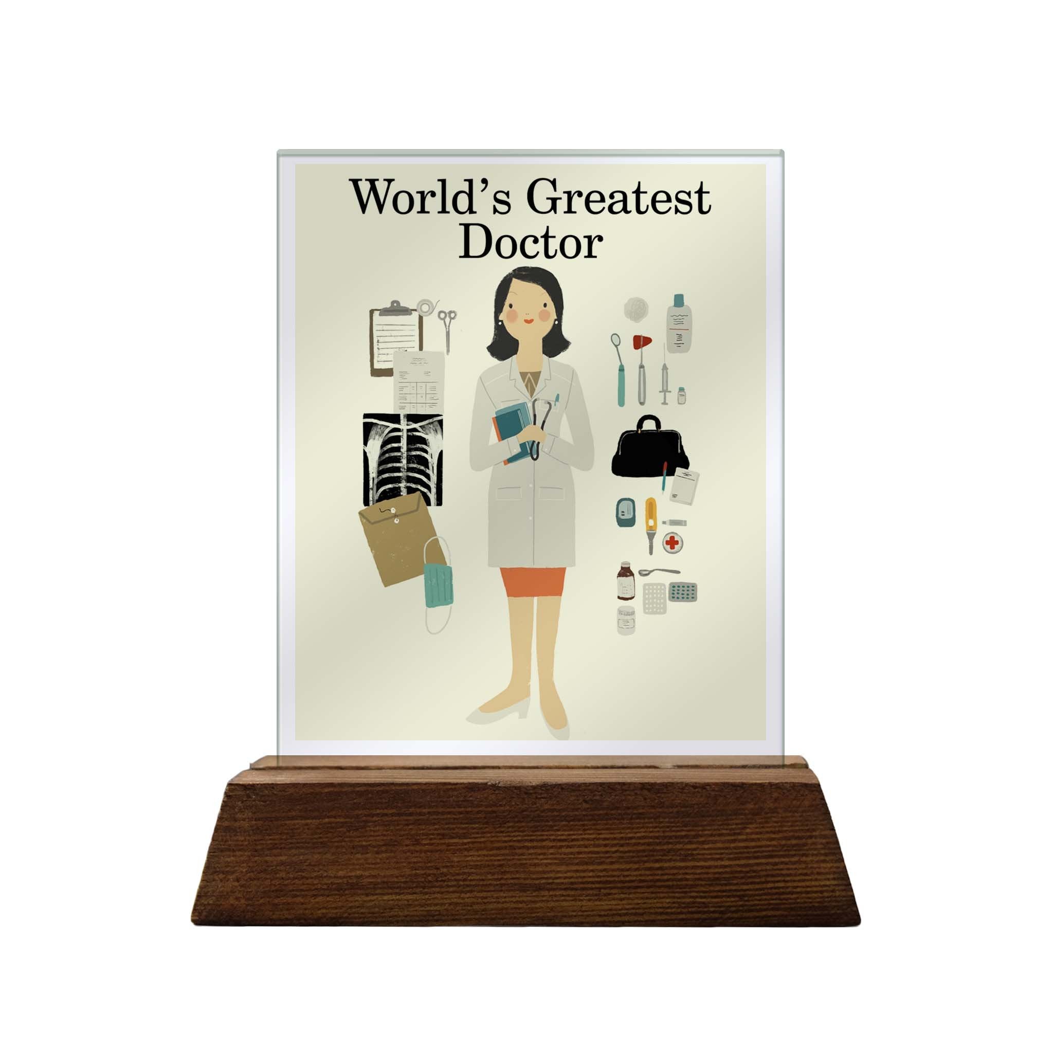 World's Greatest Doctor Colored Glass Plaque