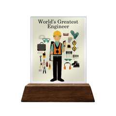 World's Greatest Engineer Colored Glass Plaque