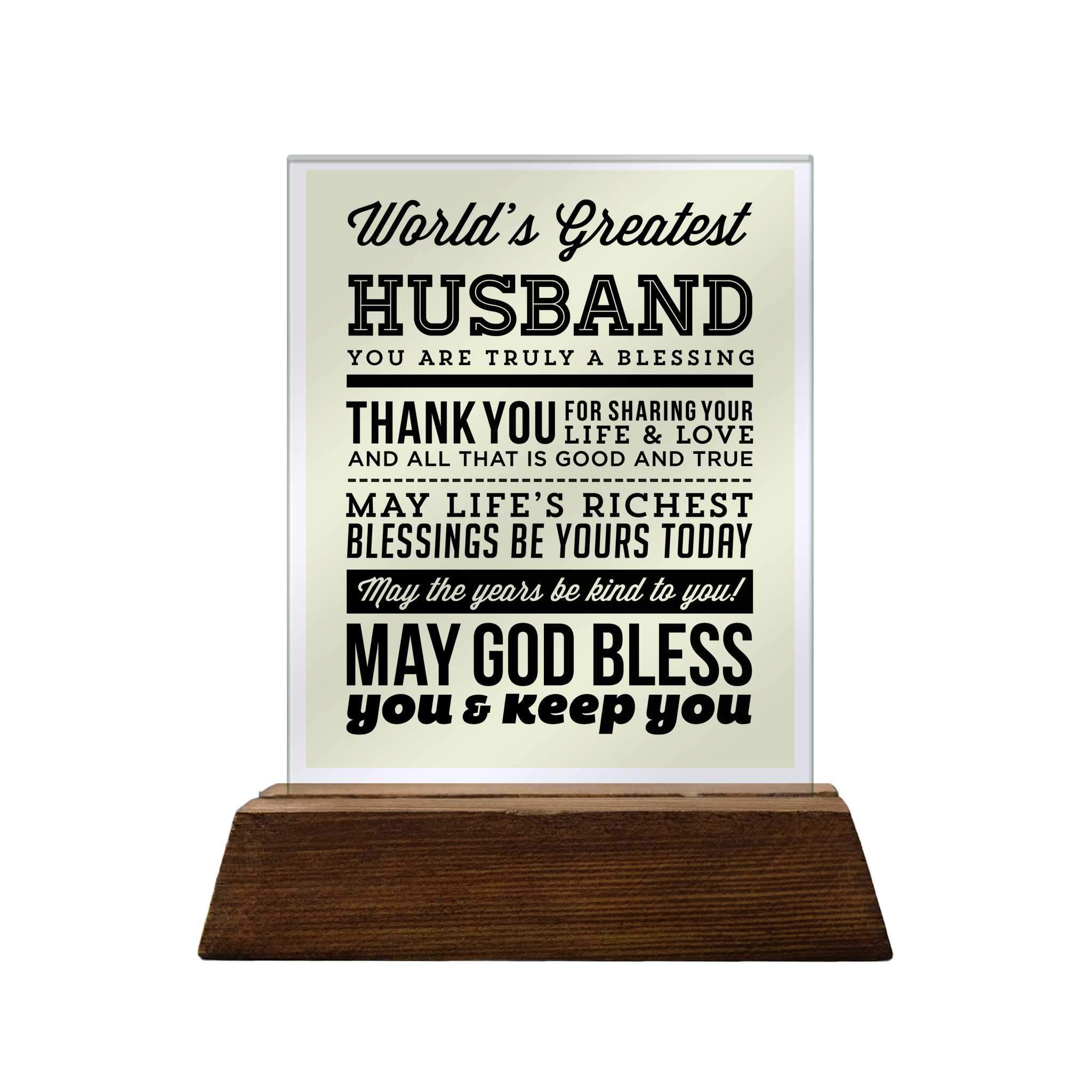 World's Greatest Husband Glass Plaque