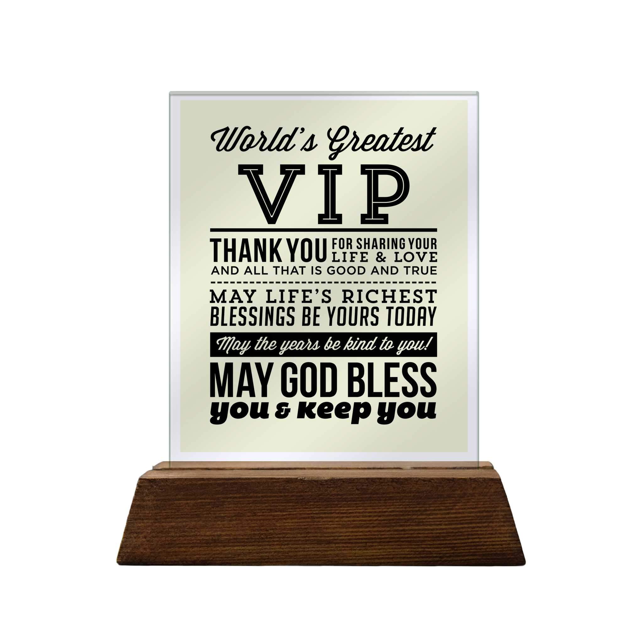 World's Greatest VIP Glass Plaque