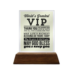 World's Greatest VIP Glass Plaque