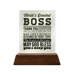 World's Greatest Boss Glass Plaque
