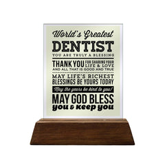 World's Greatest Dentist Glass Plaque