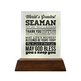 World's Greatest Seaman Glass Plaque