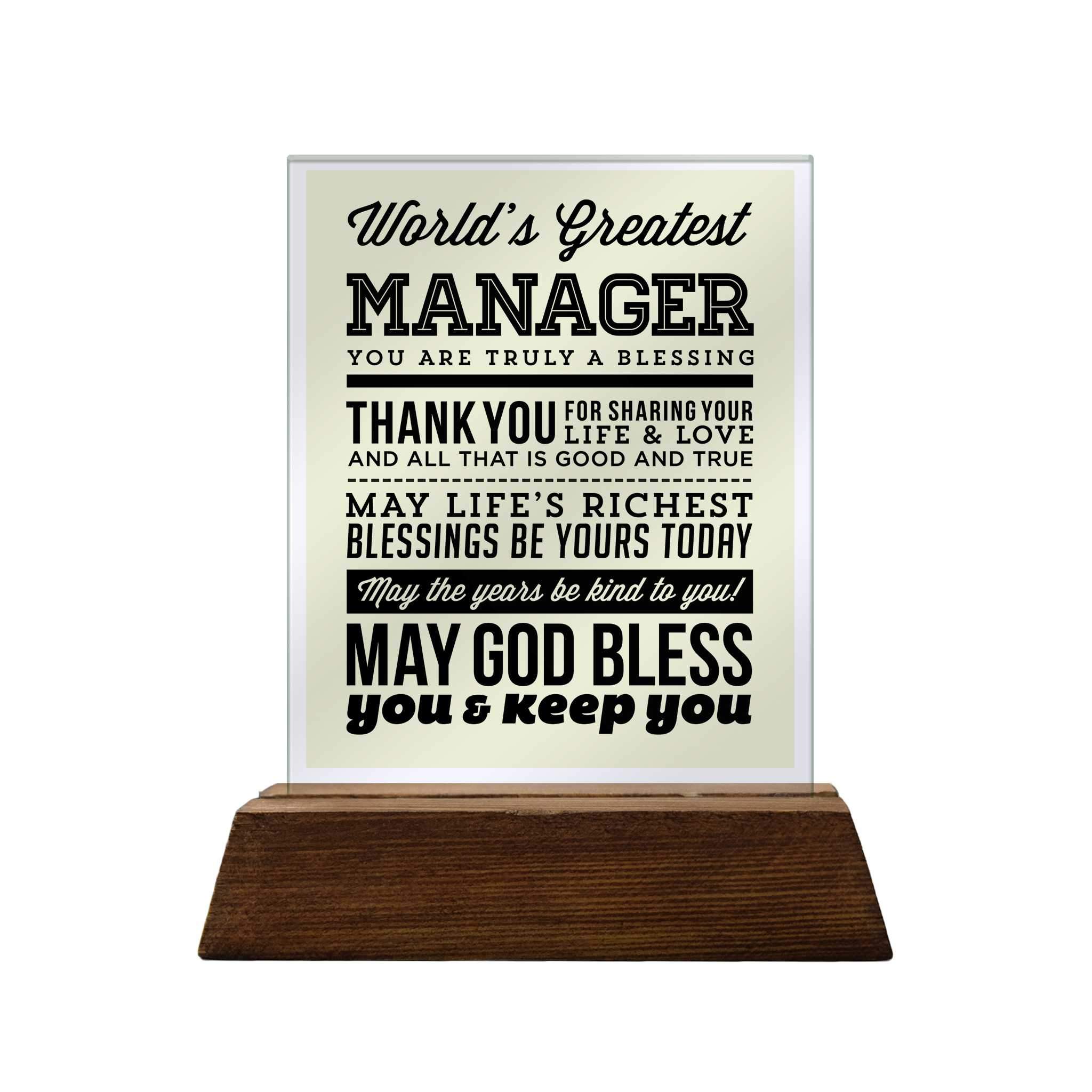World's Greatest Manager Glass Plaque