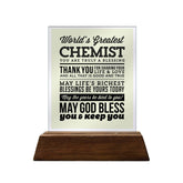 World's Greatest Chemist Glass Plaque