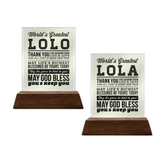 World's Greatest Glass Plaque For Grandparents