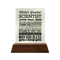 World's Greatest Scientist Glass Plaque