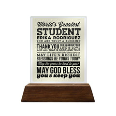 World's Greatest Student Glass Plaque