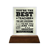 You're the Best Teacher Glass Plaque