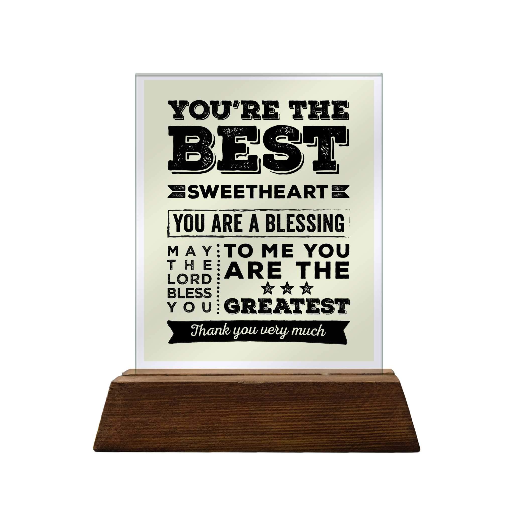 You're the Best Sweetheart Glass Plaque