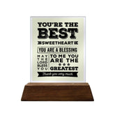 You're the Best Sweetheart Glass Plaque