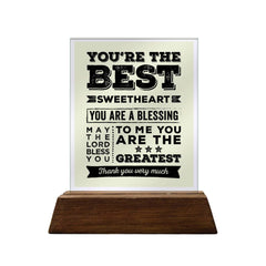 You're the Best Sweetheart Glass Plaque