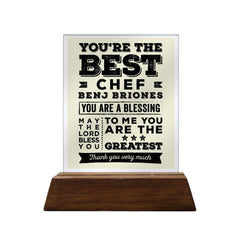 You're the Best Chef Glass Plaque