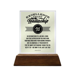 Excellence Award for Leadership Glass Plaque