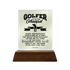 Golfer of the Year Award Glass Plaque