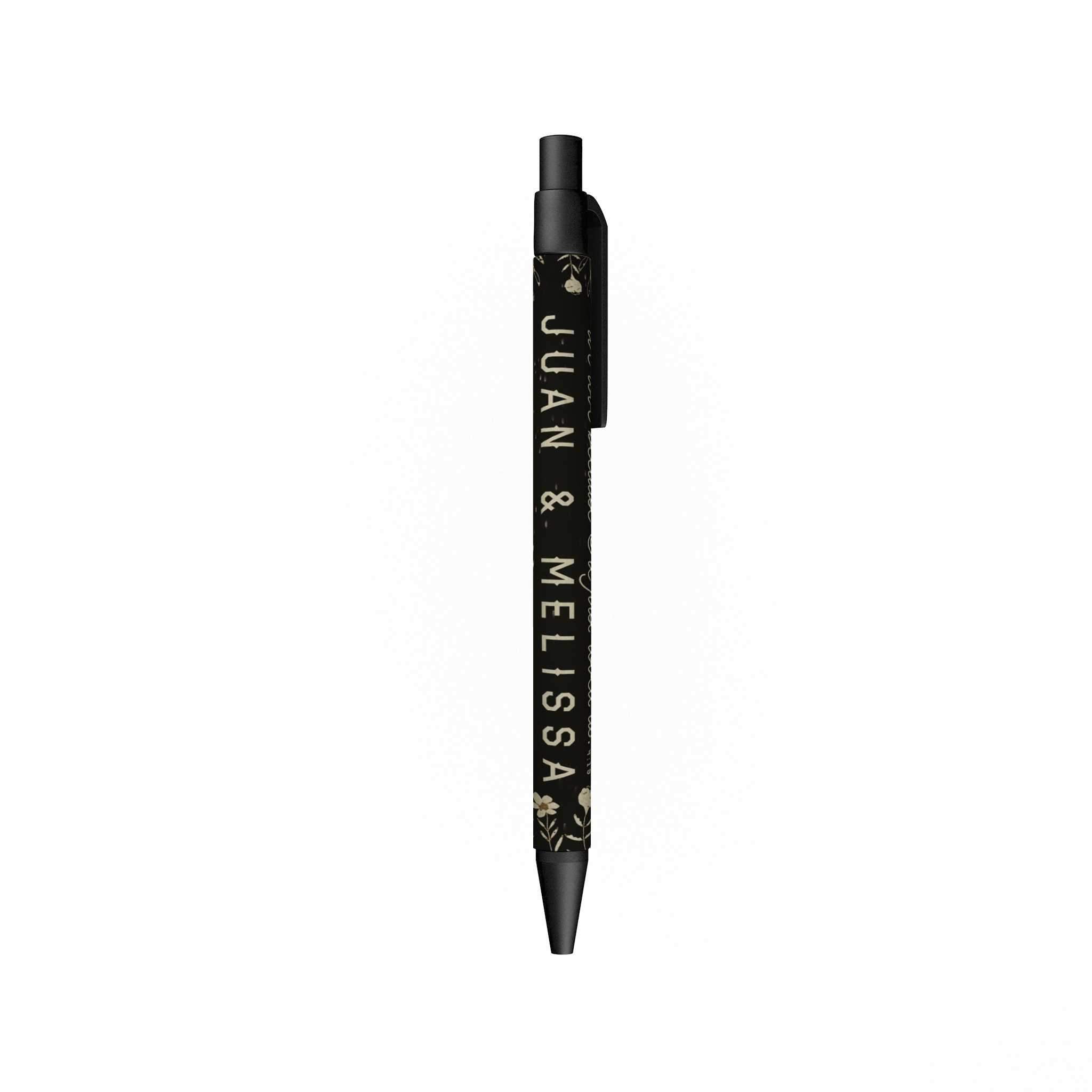 Black Floral Personalized Ballpen