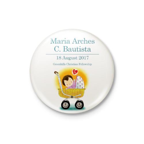 Baby in Crib Girl Personalized Badge