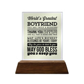 World's Greatest Boyfriend Glass Plaque