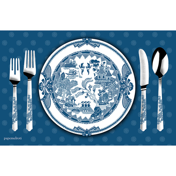 Japanese Blue Printable Party Placemat Digital Download papemelroti