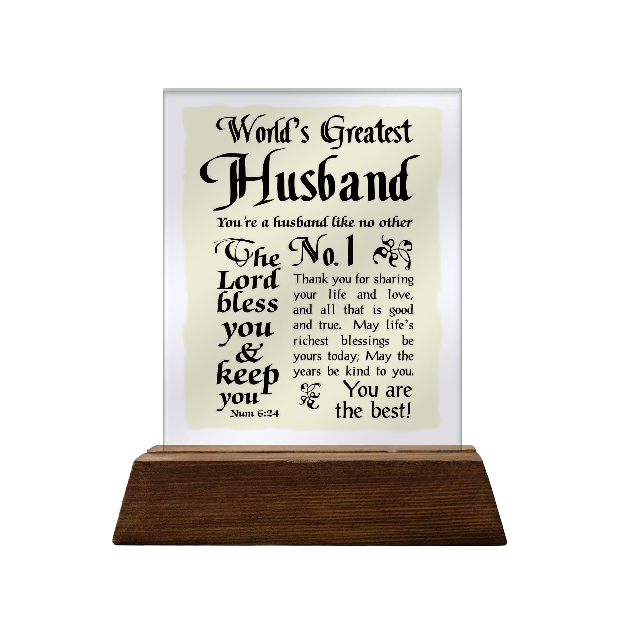 No.1 Husband Glass Plaque