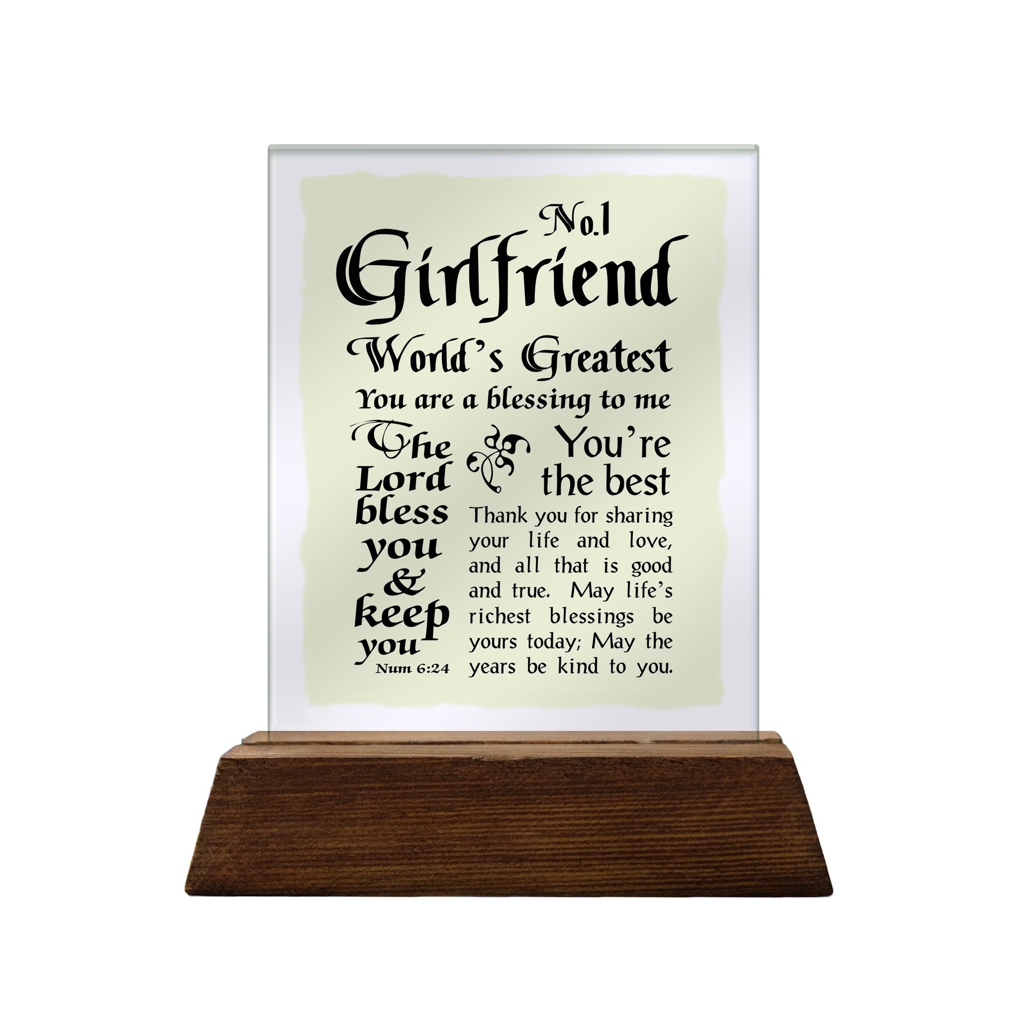 No.1 Girlfriend Glass Plaque