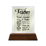No.1 Teacher Glass Plaque