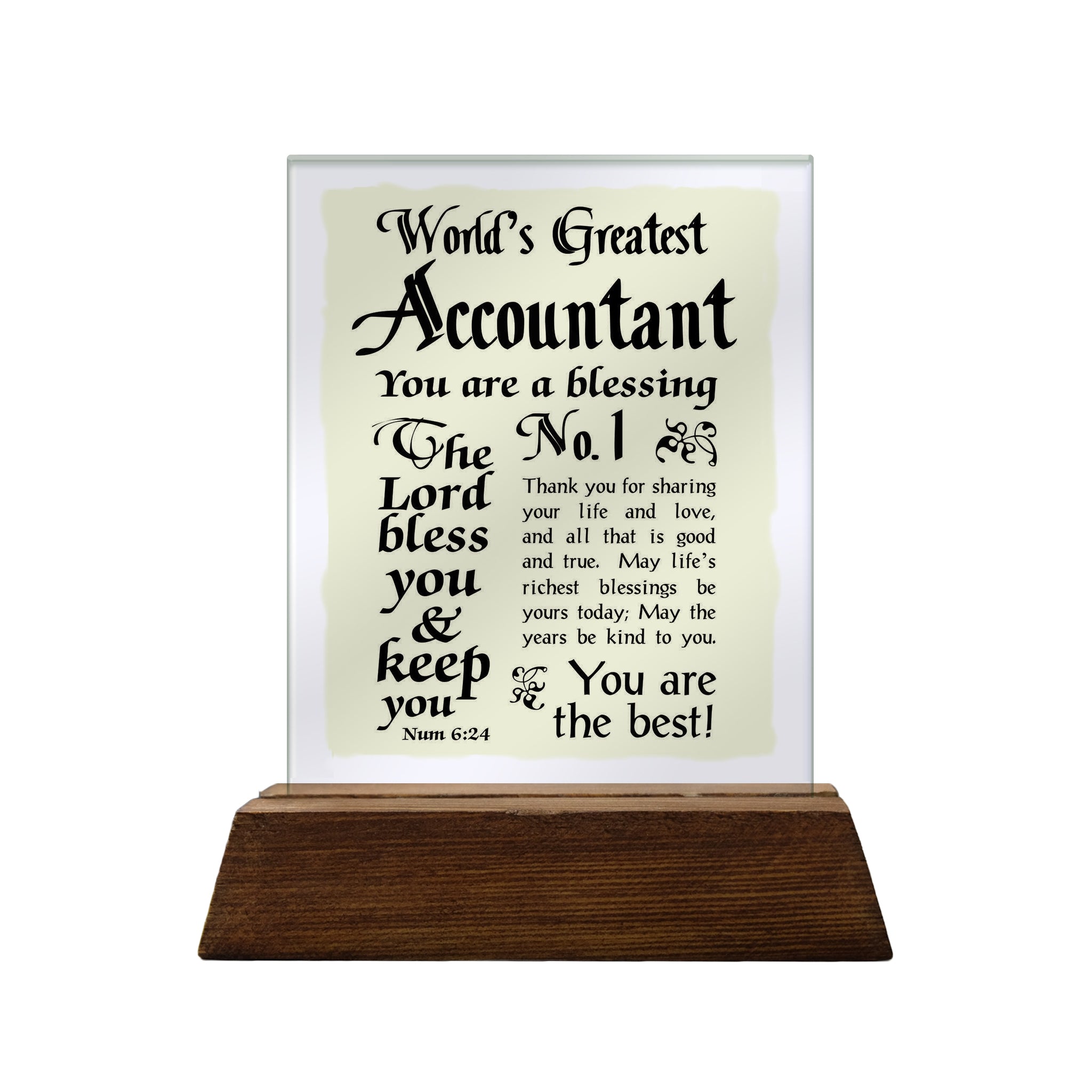 No.1 Accountant Glass Plaque
