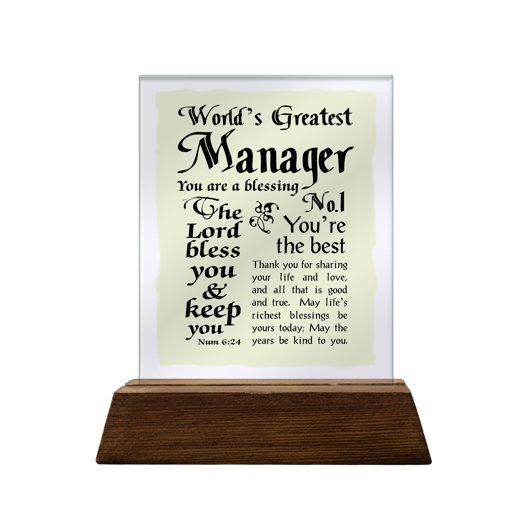 No.1 Manager Glass Plaque