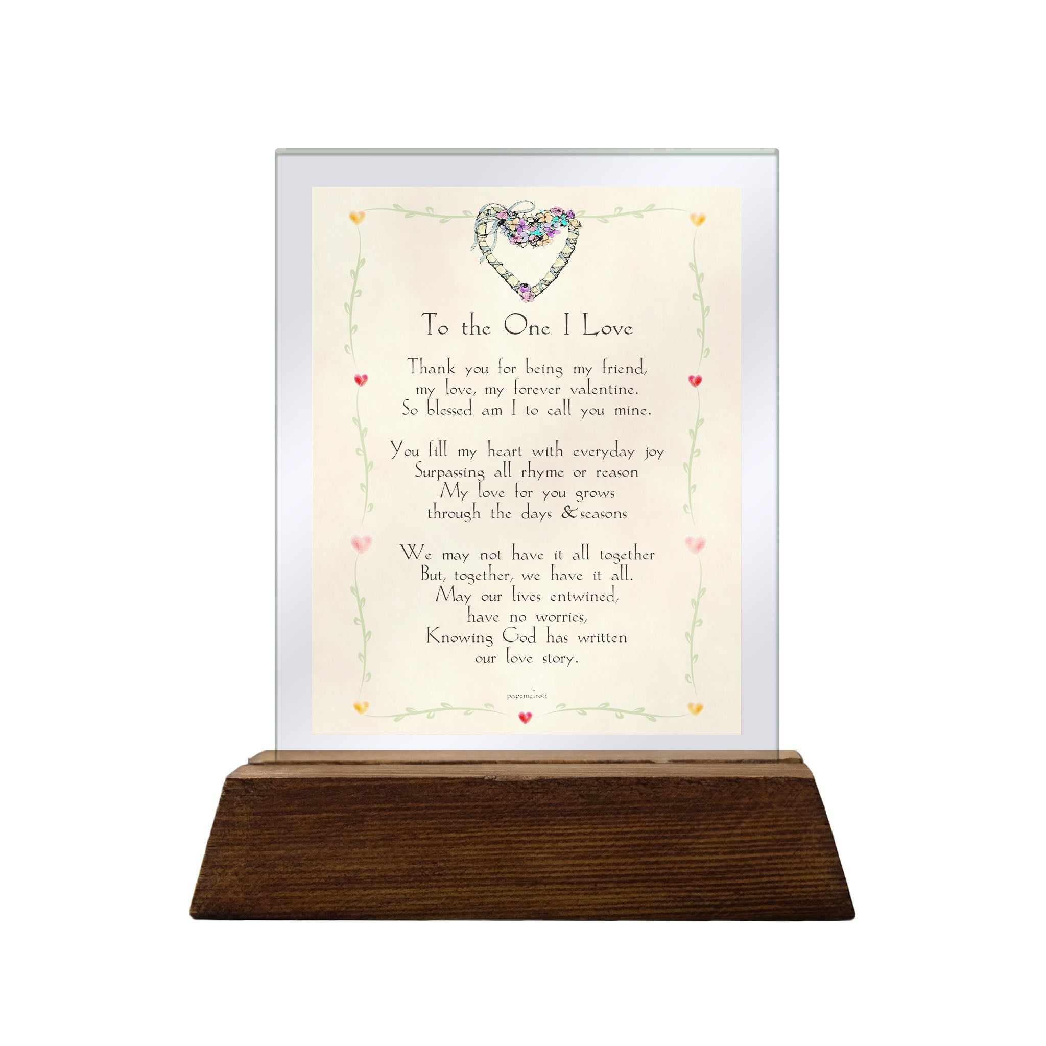 To The One I Love Glass Plaque