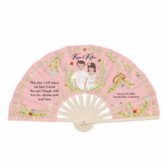 Personalized Wedding Fan: Floral Couple