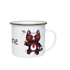 Personalized Pencil Cat and Dog Enamel Mug