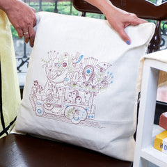 Floral Jeepney Embroidered Pillow Case