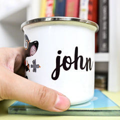 Personalized Pencil Cat and Dog Enamel Mug
