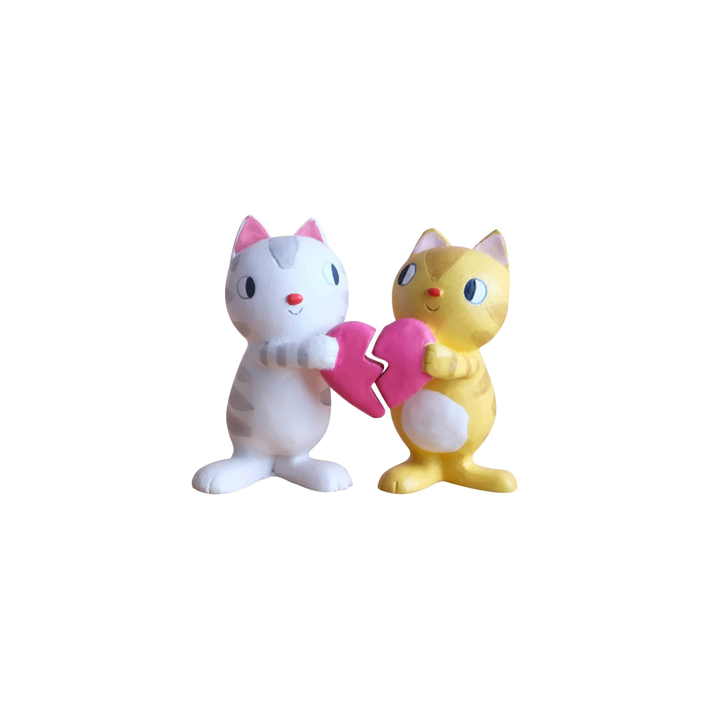 Felicity Kitty Couple Heart: Yellow and White