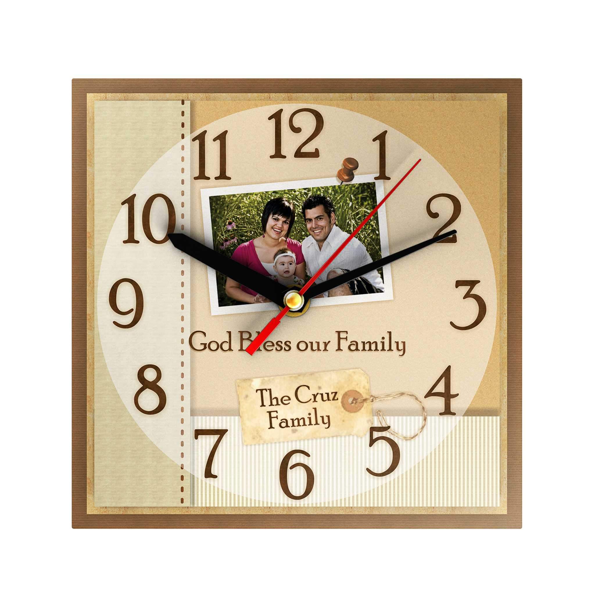 God Bless Our Family Personalized Clock