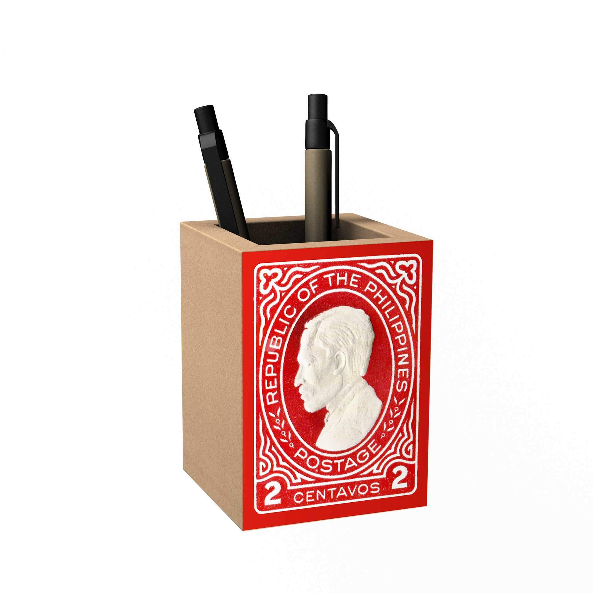 Vintage Philippine Stamps Penholder: RP Postage