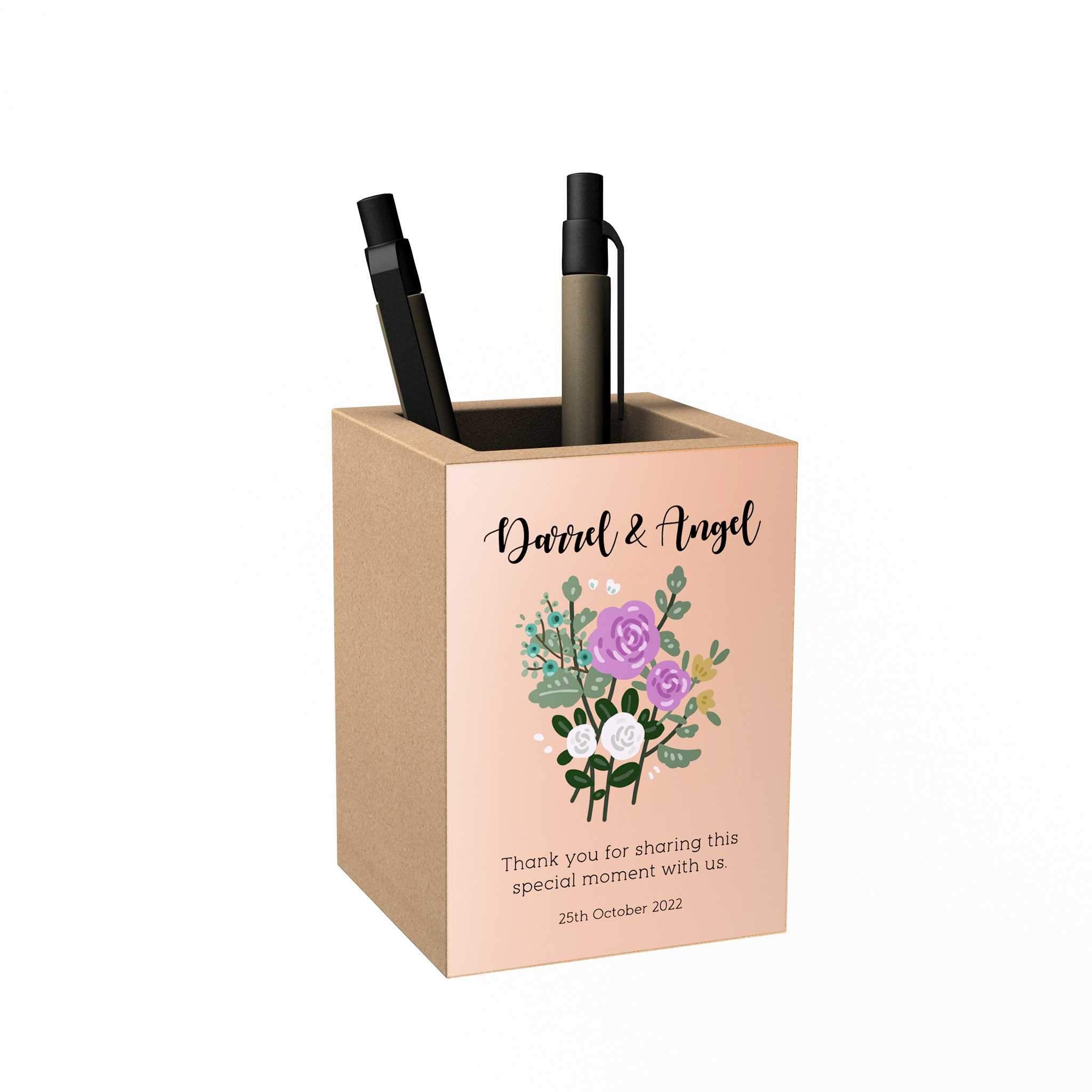Floral Personalized Penholder: Thank You for Sharing This Special Moment