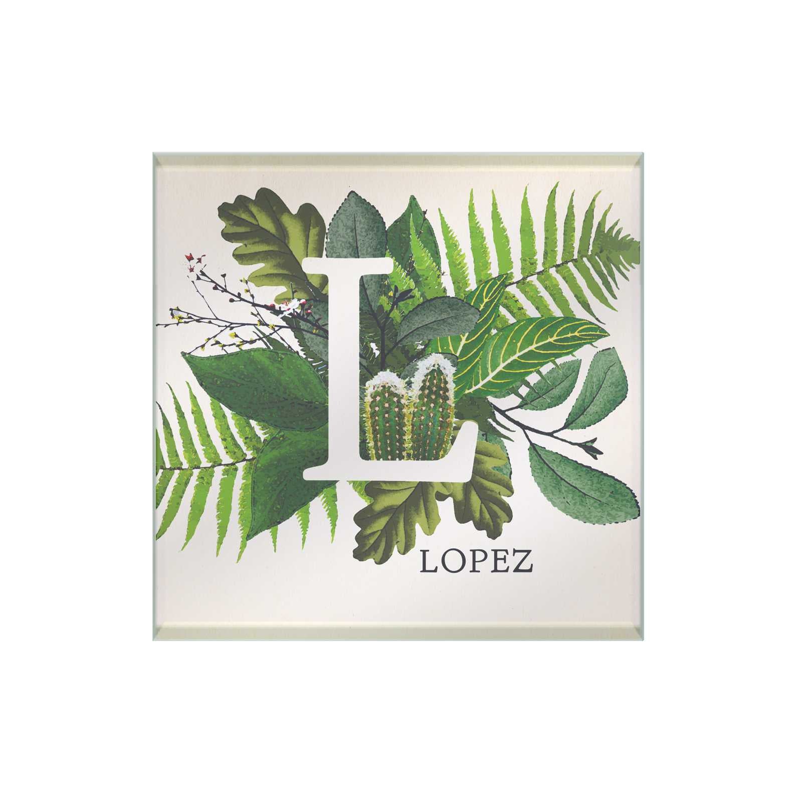 Botanical Monogram Glass Coaster