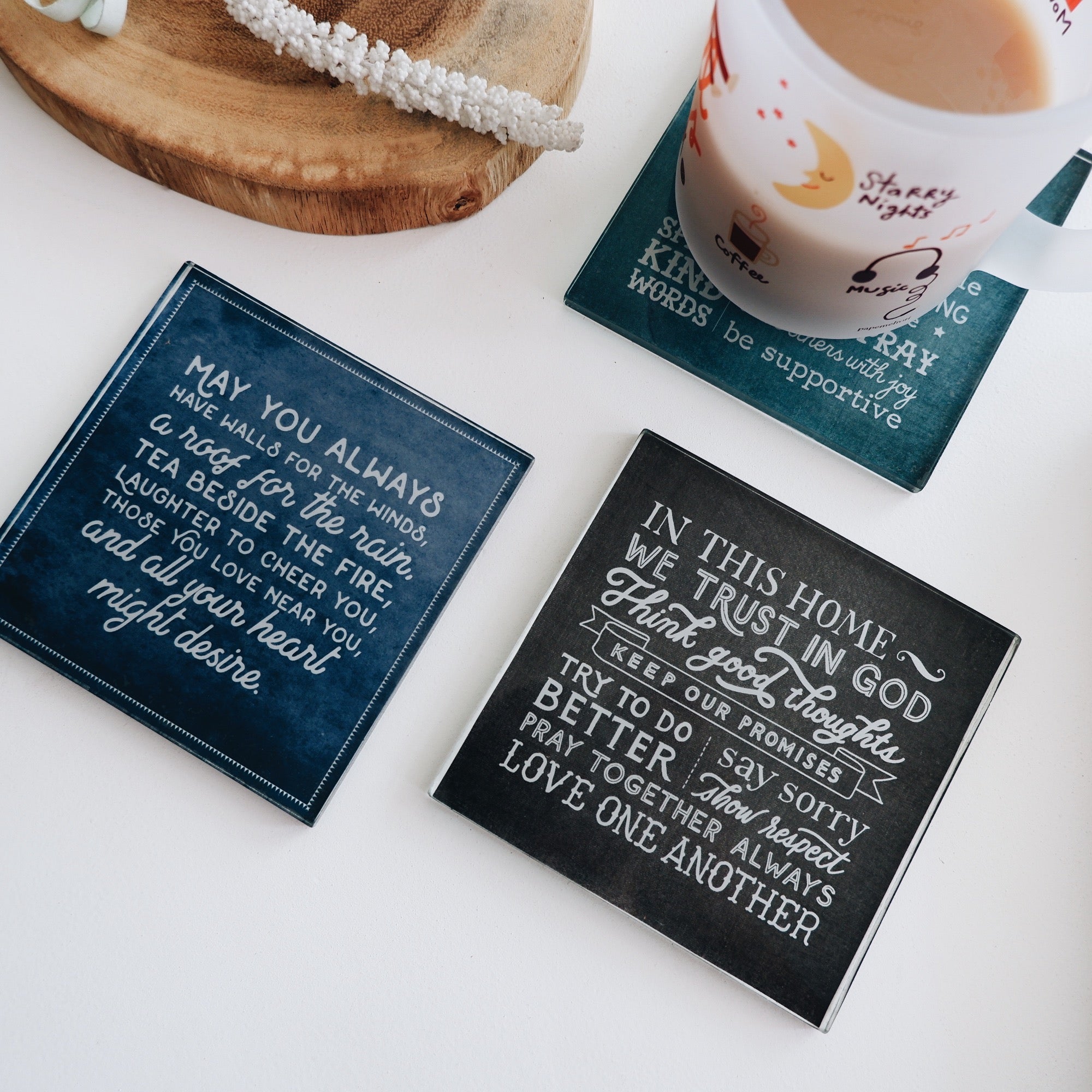 Words That Inspire Glass Coaster