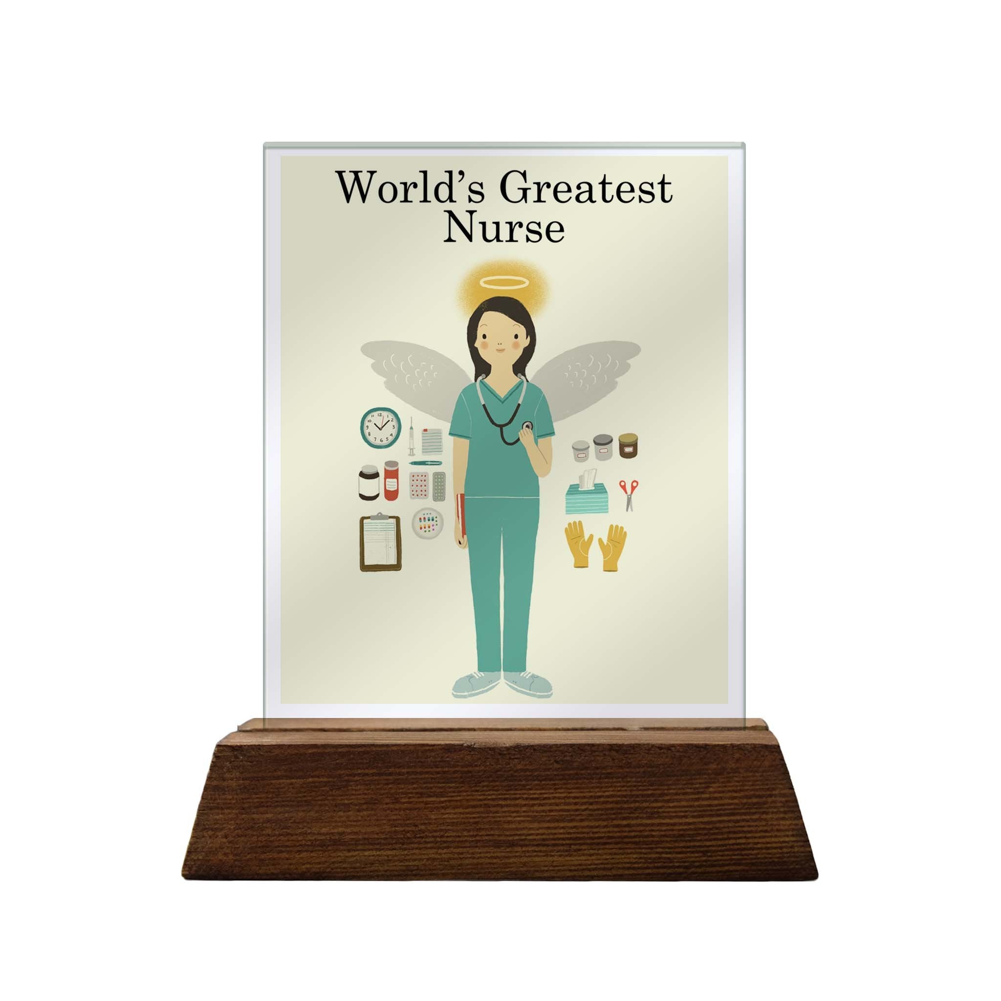 World's Greatest Nurse Colored Glass Plaque