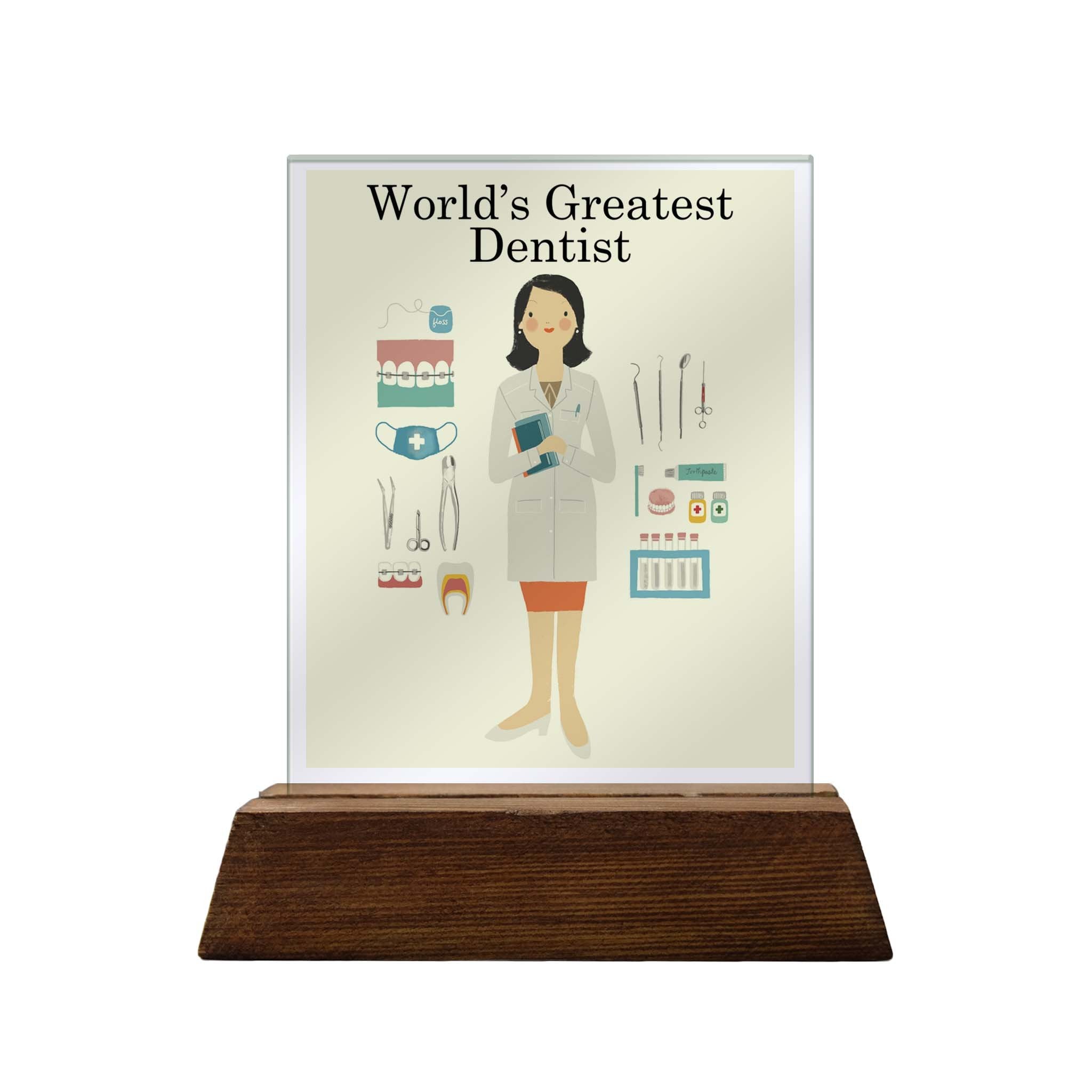 World's Greatest Dentist Colored Glass Plaque