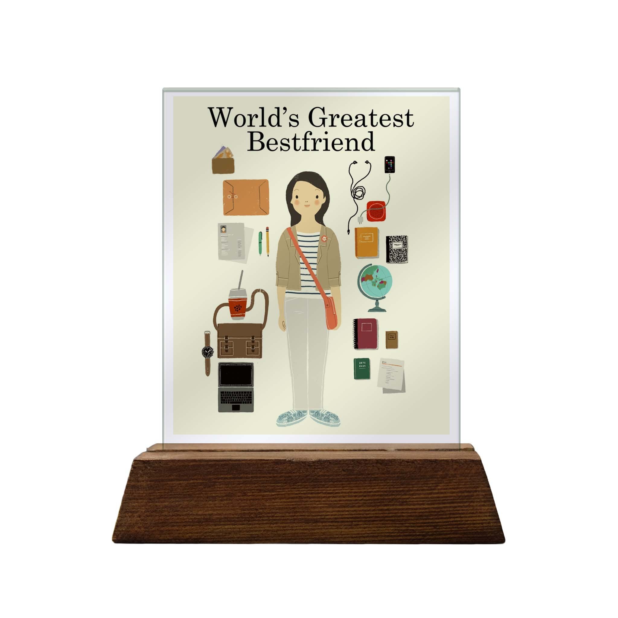 World's Greatest Bestfriend Colored Glass Plaque